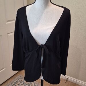 Studio 1940 Black Tie-Front Cardigan XL